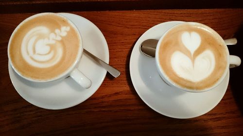 Close-up of cappuccino on table