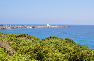 Scenic view of sea against clear sky