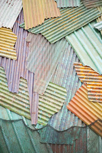 High angle view of broken corrugated irons