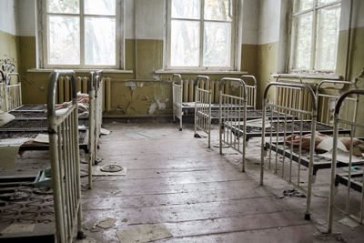 Abandoned kindergarten in chernobyl, ukraine. kindergarten with toys and abandoned things