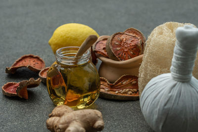 Close-up of fruits on table