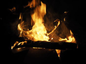 Close-up of bonfire at night