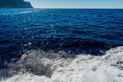 Scenic view of sea against clear sky