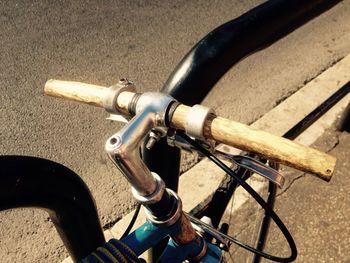 High angle view of wood on bicycle