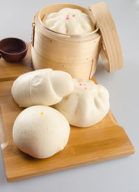 High angle view of eggs in container on table