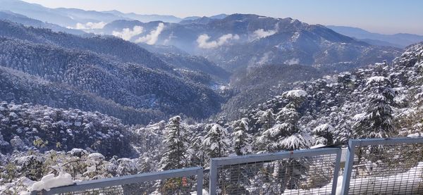 Scenic view of snowcapped mountains