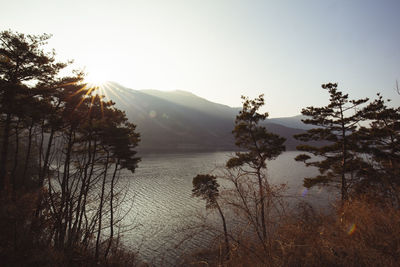 Scenic view of mountains against clear sky