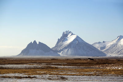 Snowy mountain landscape in north iceland, wintertime