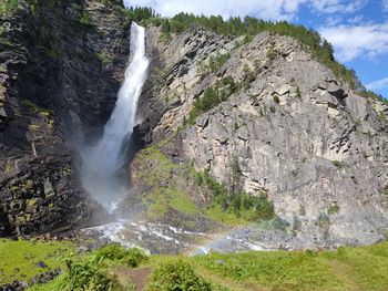 Scenic view of waterfall in forest