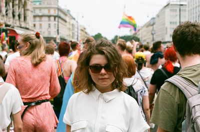 People on street in city