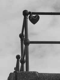 Low angle view of railings against clouds