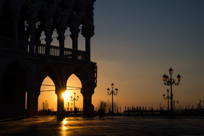 View of bridge at sunset