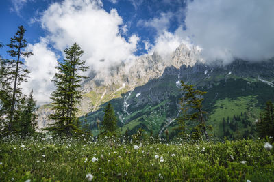 Scenic view of mountains against sky