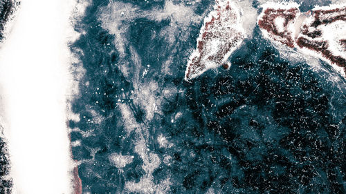High angle view of frozen sea