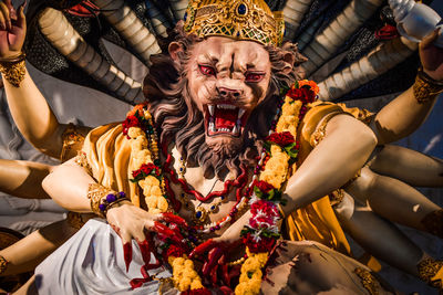 Low angle view of narasimha statue