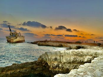 Scenic view of sea against sky during sunset