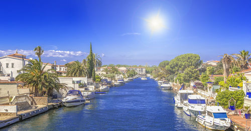 Empuriabrava costa brava on sunlight, spain, one of the largest residential marina in europe.