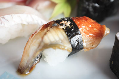 Close-up of sushi in plate