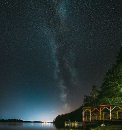 Scenic view of sea against sky at night