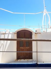 Low angle view of building against blue sky