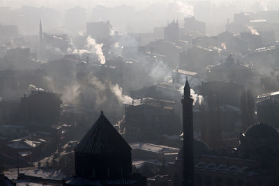 Aerial view of cityscape against sky