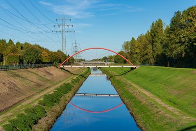 Scenic view of grass and trees against sky