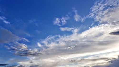 Low angle view of clouds in blue sky