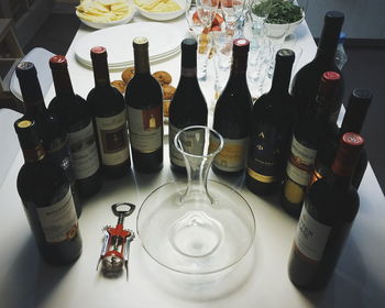 Close-up of bottles on table