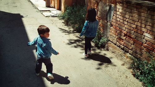 Shadow of woman on wall