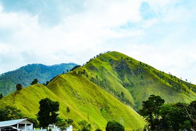 Scenic view of mountains against sky