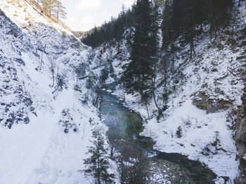 Scenic view of snowcapped mountains during winter