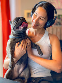 Portrait of a woman with dog