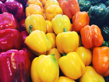 Full frame shot of capsicums in market