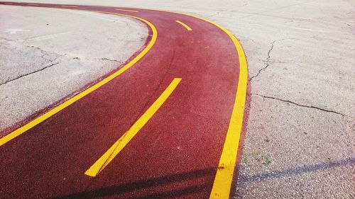 High angle view of red road