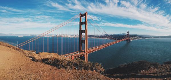 Suspension bridge over sea