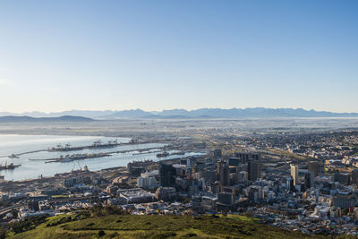 High angle view of buildings in city