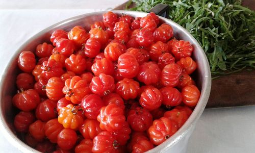 Close-up of strawberries in bowl