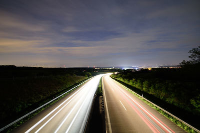 Light trails on highway at night