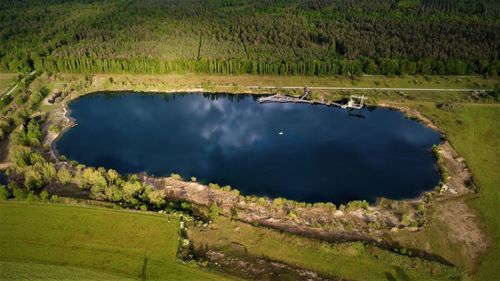 Panoramic view of lake and landscape