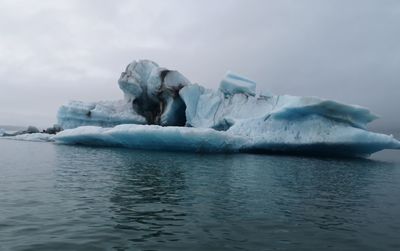 Scenic view of frozen sea against sky