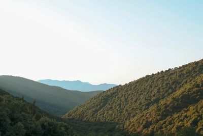 Scenic view of mountains against clear sky