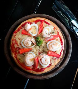 High angle view of food on table