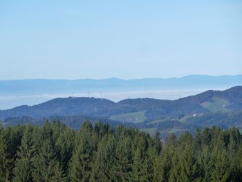 Scenic view of mountains against clear sky