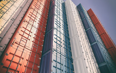 Low angle view of modern buildings against clear sky