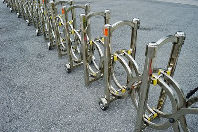 Bicycle parked on road