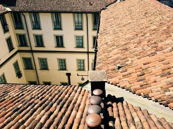 Close-up of stack of roof