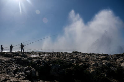 Panoramic view of rocks on mountain against sky