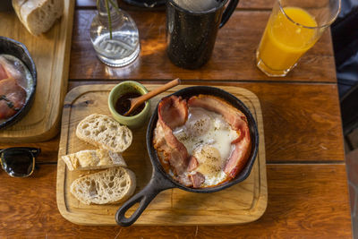 High angle view of food on table