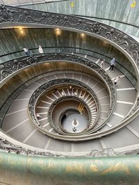 High angle view of spiral staircase