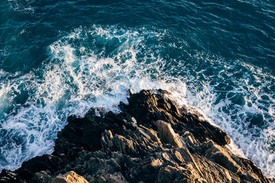 High angle view of sea waves